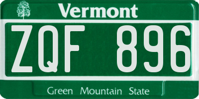 VT license plate ZQF896