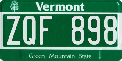 VT license plate ZQF898