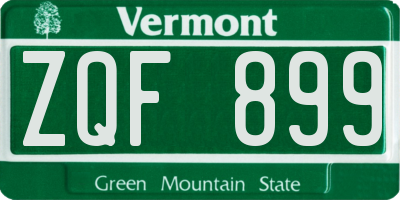 VT license plate ZQF899