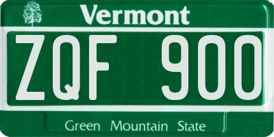 VT license plate ZQF900