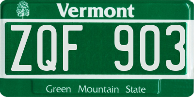VT license plate ZQF903