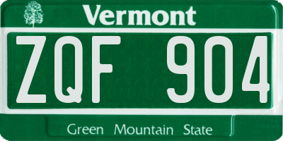 VT license plate ZQF904