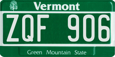 VT license plate ZQF906