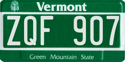 VT license plate ZQF907