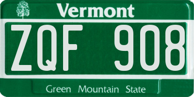 VT license plate ZQF908