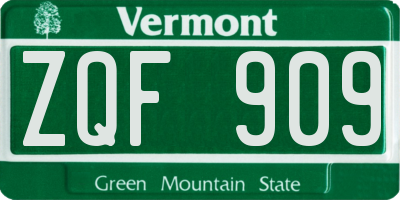 VT license plate ZQF909