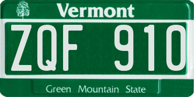VT license plate ZQF910