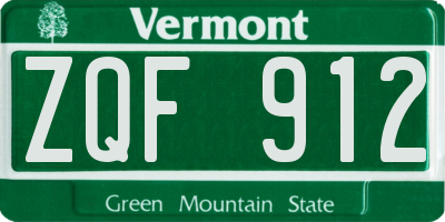 VT license plate ZQF912