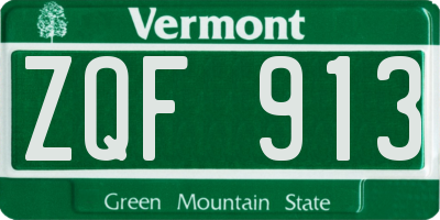 VT license plate ZQF913