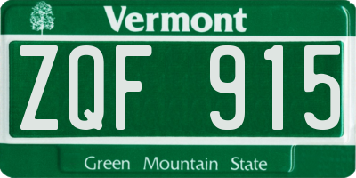 VT license plate ZQF915