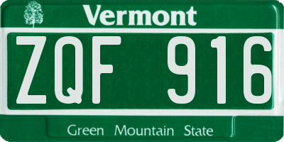 VT license plate ZQF916