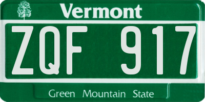 VT license plate ZQF917