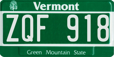 VT license plate ZQF918