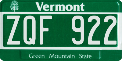 VT license plate ZQF922