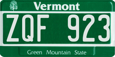 VT license plate ZQF923