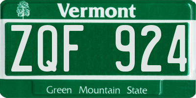 VT license plate ZQF924