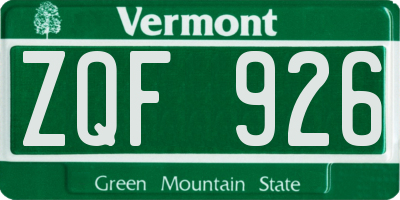 VT license plate ZQF926