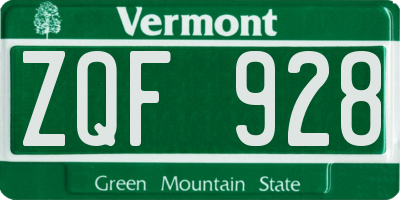 VT license plate ZQF928