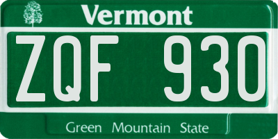 VT license plate ZQF930