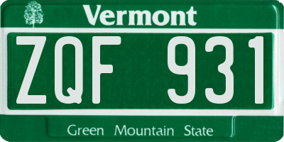 VT license plate ZQF931