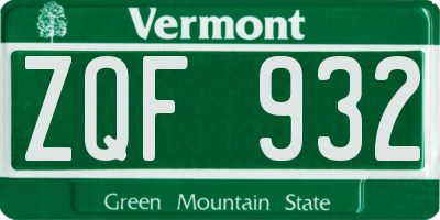 VT license plate ZQF932