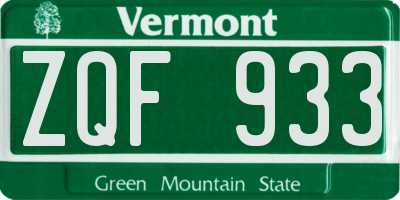 VT license plate ZQF933