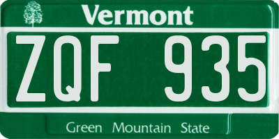 VT license plate ZQF935