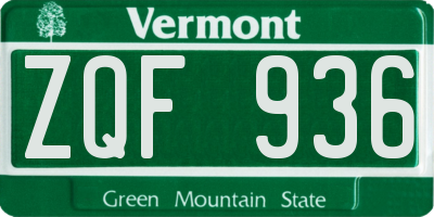 VT license plate ZQF936