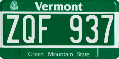 VT license plate ZQF937