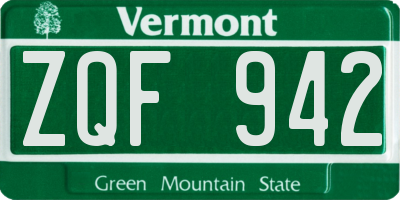 VT license plate ZQF942