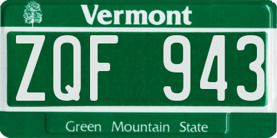 VT license plate ZQF943