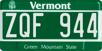 VT license plate ZQF944