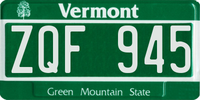 VT license plate ZQF945