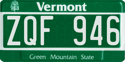 VT license plate ZQF946