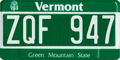 VT license plate ZQF947