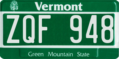 VT license plate ZQF948