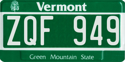VT license plate ZQF949