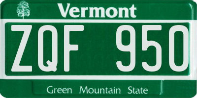VT license plate ZQF950