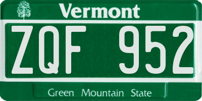VT license plate ZQF952