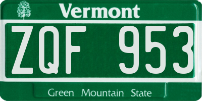 VT license plate ZQF953