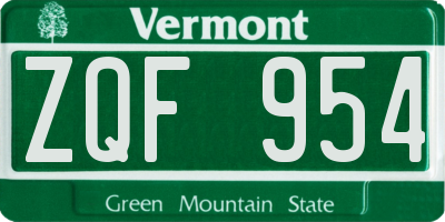 VT license plate ZQF954