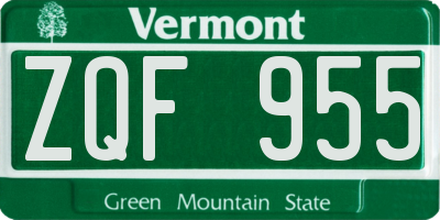VT license plate ZQF955