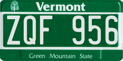 VT license plate ZQF956