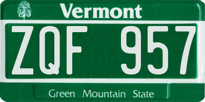 VT license plate ZQF957