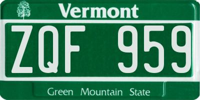 VT license plate ZQF959