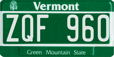 VT license plate ZQF960
