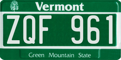VT license plate ZQF961