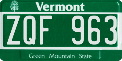 VT license plate ZQF963