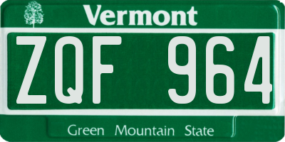 VT license plate ZQF964