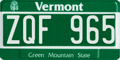 VT license plate ZQF965
